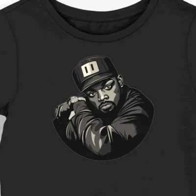 Koszulka damska czarna z grafiką Ice Cube