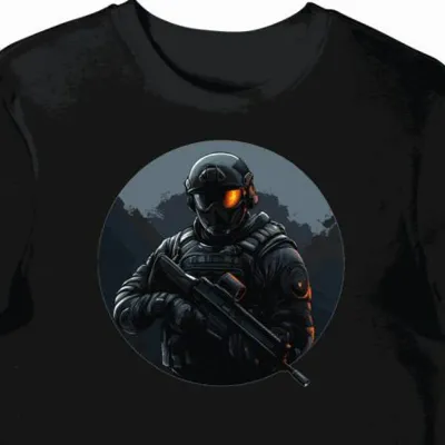 Koszulka męska czarna z motywem Rainbow Six Tarcza