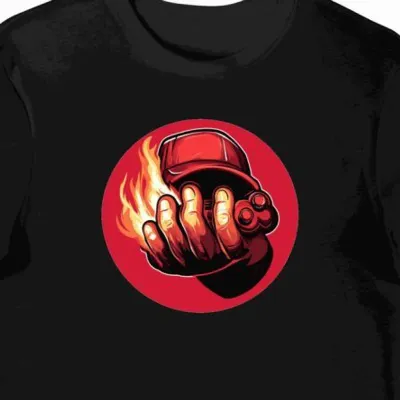 Koszulka męska czarna z nadrukiem kontrolera czerwonego