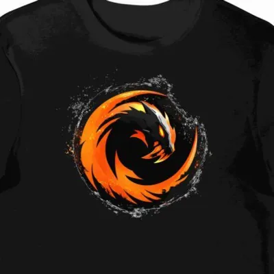 Koszulka męska czarna z motywem pomarańczowego pazura Fnatic