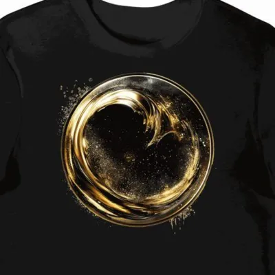 Koszulka męska czarna z nadrukiem złotych elementów gamingowych