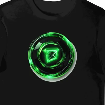 Koszulka męska czarna z nadrukiem zielonego emblematy gamingu