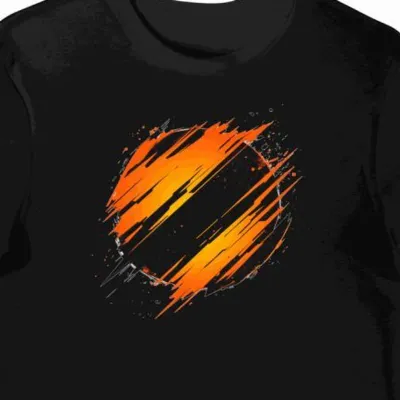 Koszulka męska czarna z motywem pomarańczowego streamu