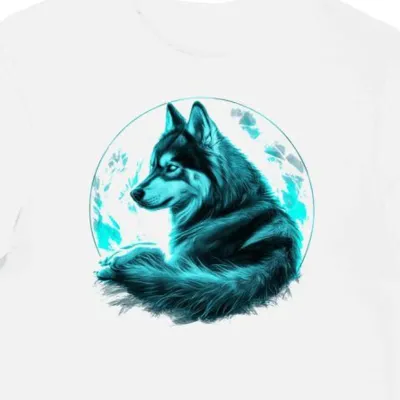 Koszulka męska biała z motywem Alaskana Malamute