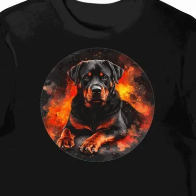 Koszulka męska czarna z motywem łapy Rottweilera