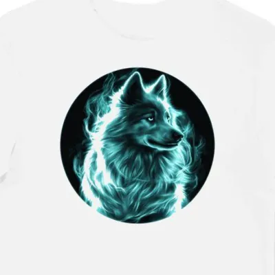 Koszulka męska biała z motywem futrzastego samoyeda