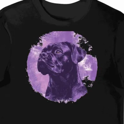 Koszulka męska czarna z nadrukiem ucha psa Cane Corso