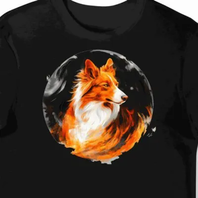 Koszulka męska czarna z nadrukiem collie