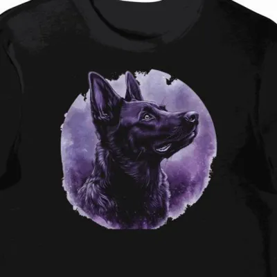 Koszulka męska czarna z motywem psa Belgijskiego Malinois