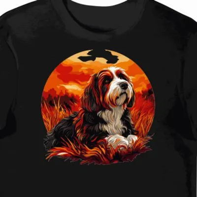 Koszulka męska czarna z grafiką brodatego collie