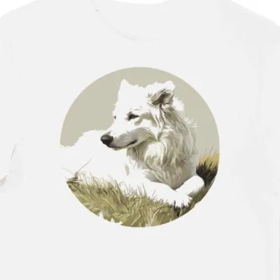 Koszulka męska biała z grafiką Maremmano Abruzzese
