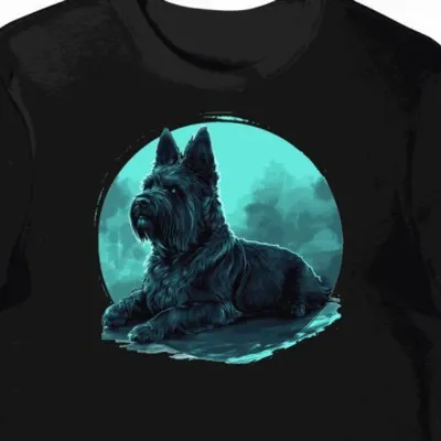 Koszulka męska czarna z grafiką psa Bouvier des Flandres