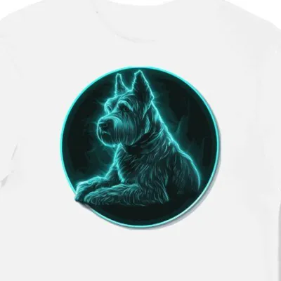 Koszulka męska biała z motywem psa rasy Bouvier des Flandres