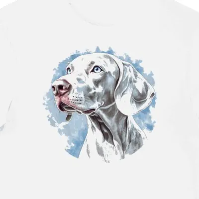 Koszulka męska biała z nadrukiem oka Weimaranera