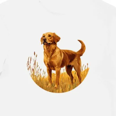 Koszulka męska biała z grafiką Złoty Retriever