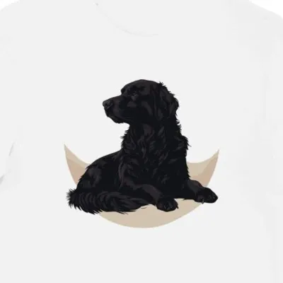 Koszulka męska biała z nadrukiem Flat-Coated Retriever