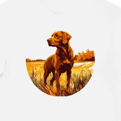 Koszulka męska biała z grafiką złotego Chesapeake Bay Retrievera