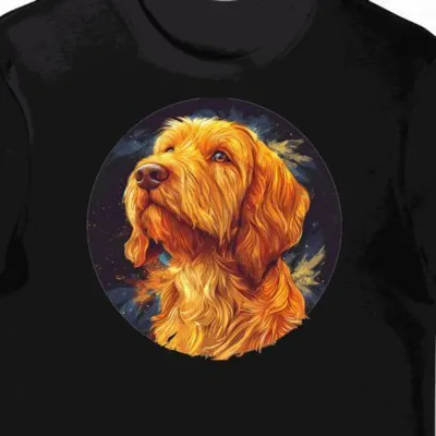 Koszulka męska czarna z motywem złotego psa otterhound