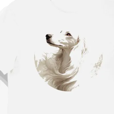 Koszulka męska biała z motywem psa saluki