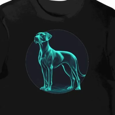Koszulka męska czarna z nadrukiem psa rasy Rhodesian Ridgeback