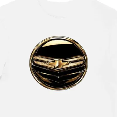 Koszulka męska biała z nadrukiem nowoczesnego logo Chevy