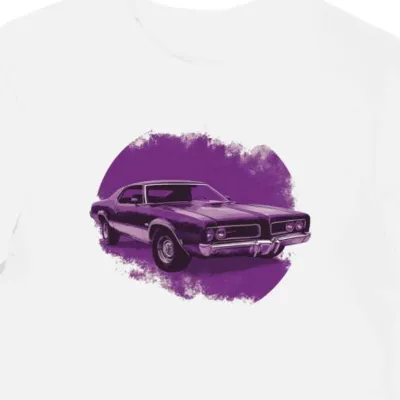 Koszulka męska biała z nadrukiem fioletowego logo Pontiaca
