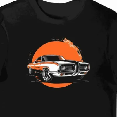 Koszulka męska czarna z nadrukiem logo Pontiac i linii