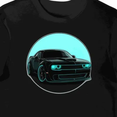 Koszulka męska czarna z motywem świecącego logotypu Dodge