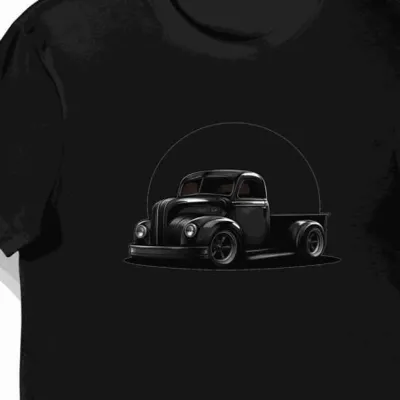 Koszulka męska czarna z motywem klasycznego czarnego trucka