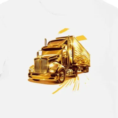 Koszulka męska biała z nadrukiem Złoty Transport Retro