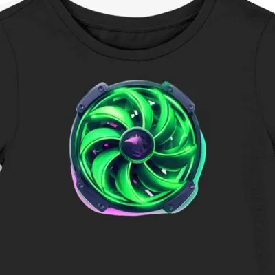 Koszulka damska czarna z motywem zielonych wirów