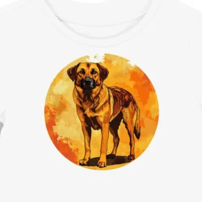 Koszulka damska biała z nadrukiem Złoty Anatolian Shepherd