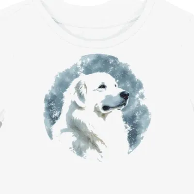 Koszulka damska biała z motywem psa Great Pyrenees