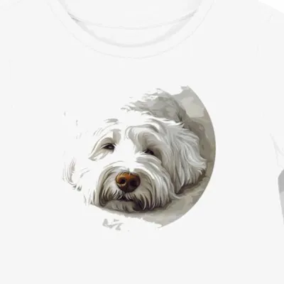 Koszulka damska biała z motywem Old English Sheepdog