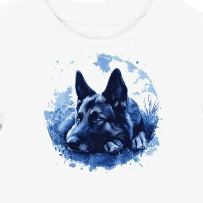 Koszulka damska biała z motywem psich łap Blue Shepherd