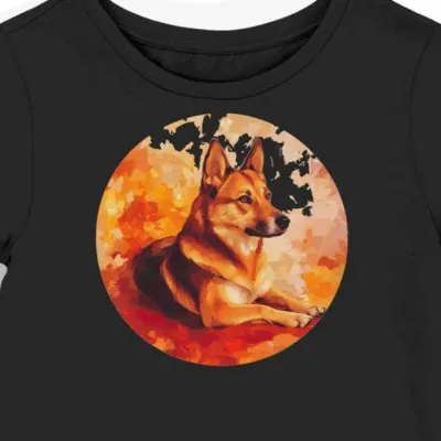 Koszulka damska czarna z motywem rasy Vallhund