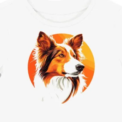 Koszulka damska biała z motywem rasy psów Collie