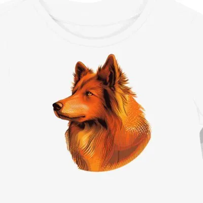 Koszulka damska biała z grafiką psa rasy collie