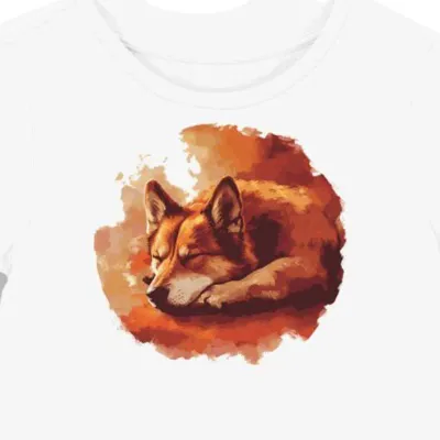 Koszulka damska biała z grafiką psa rasy Vallhund