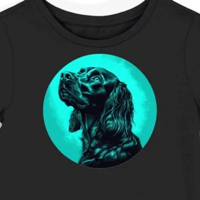 Koszulka damska czarna z motywem psa rasy Gordon Setter