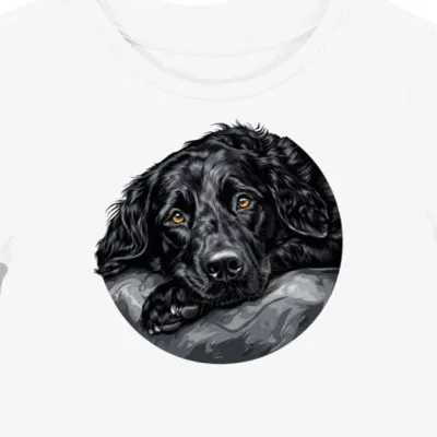 Koszulka damska biała z motywem płaskiego retrievera