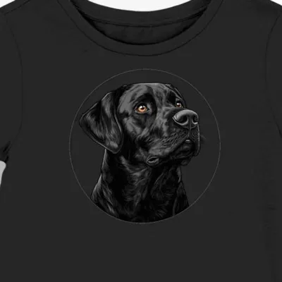 Koszulka damska czarna z motywem psa Labrador Retriever