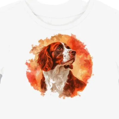 Koszulka damska biała z nadrukiem Czerwony Springer Spaniel
