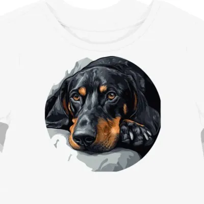 Koszulka damska biała z nadrukiem psa Coonhound