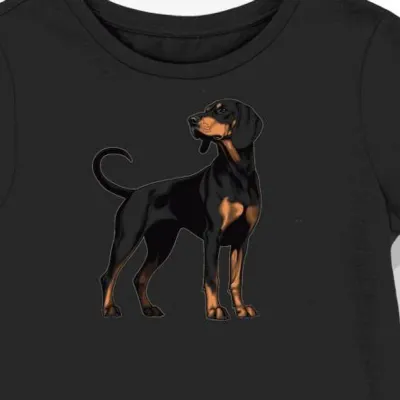 Koszulka damska czarna z motywem psa Coonhound