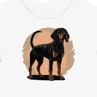 Koszulka damska biała z motywem Coonhound