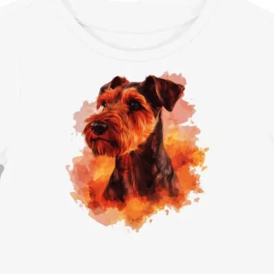 Koszulka damska biała z nadrukiem Airedale Terrier