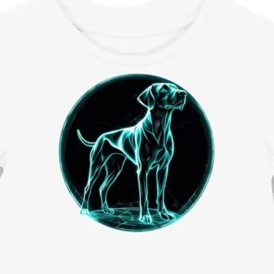 Koszulka damska biała z grafiką psa Rhodesian Ridgeback