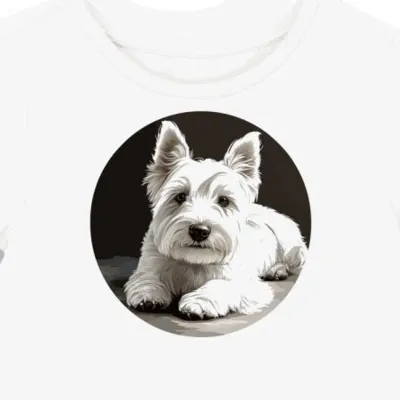 Koszulka damska biała z nadrukiem West Highland Terrier