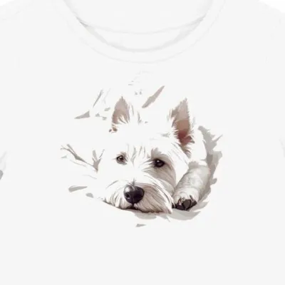 Koszulka damska biała z grafiką West Highland Terrier